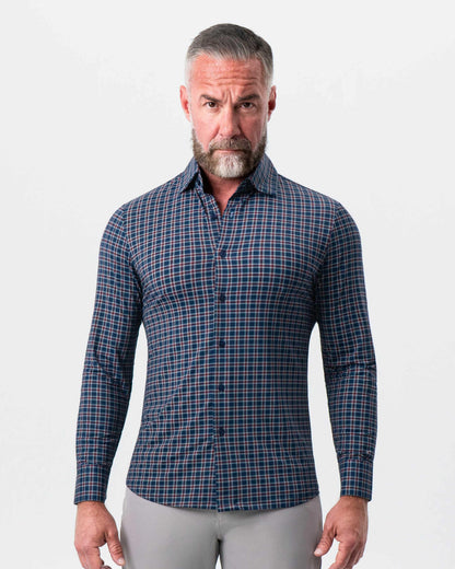 "The Spencer" Sport Shirt - Maroon, Navy, & White Plaid | State & Liberty Dress Shirts
