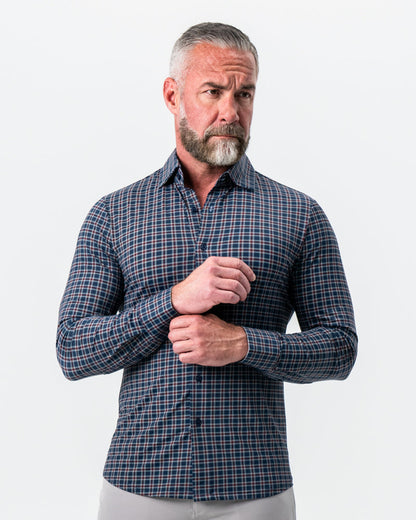"The Spencer" Sport Shirt - Maroon, Navy, & White Plaid | State & Liberty Dress Shirts