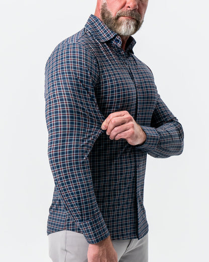 "The Spencer" Sport Shirt - Maroon, Navy, & White Plaid | State & Liberty Dress Shirts