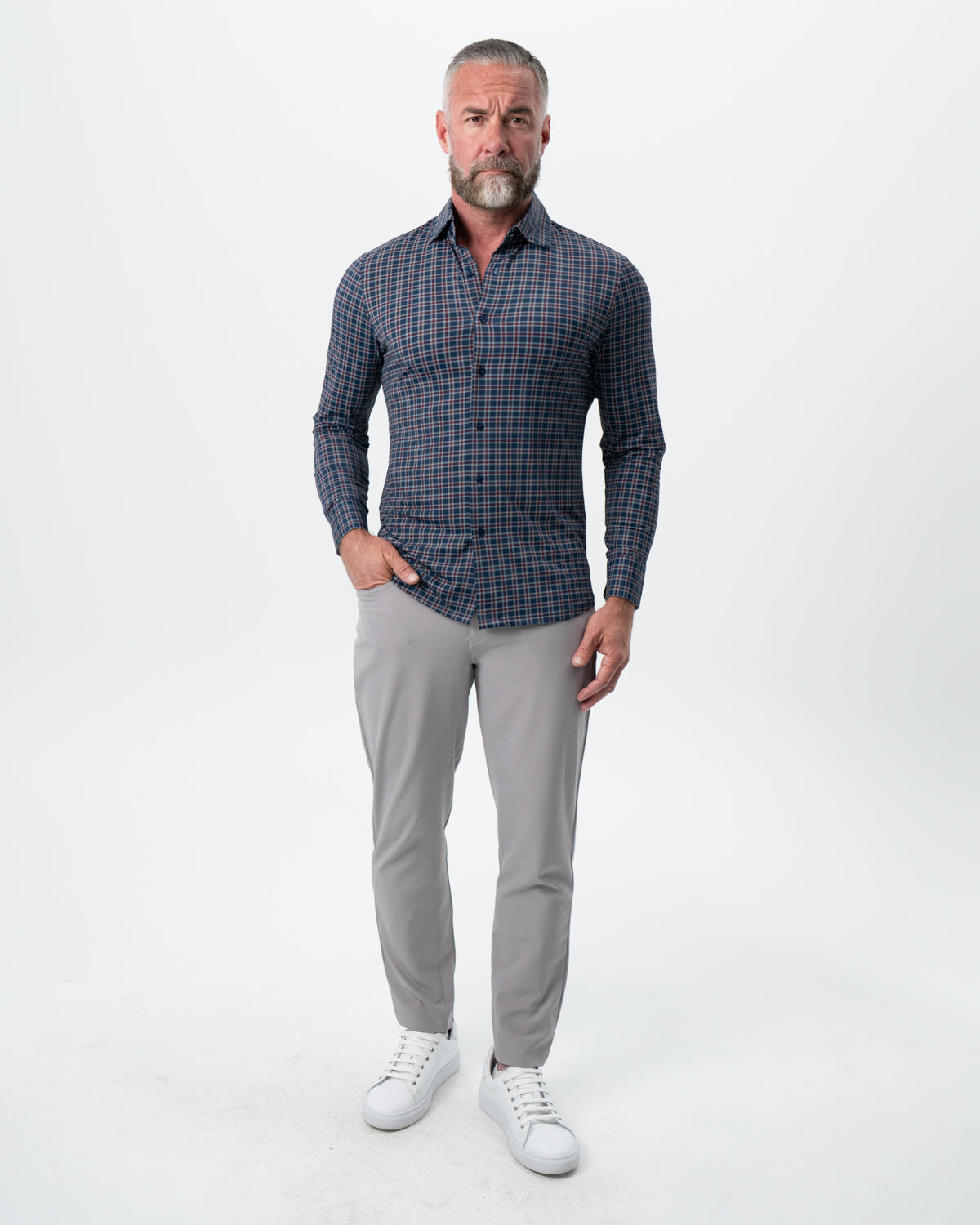 "The Spencer" Sport Shirt - Maroon, Navy, & White Plaid | State & Liberty Dress Shirts