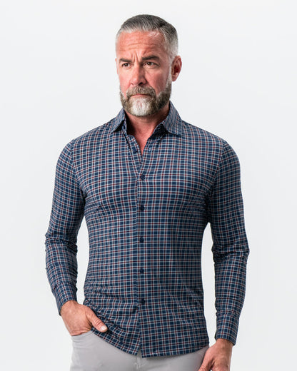 "The Spencer" Sport Shirt - Maroon, Navy, & White Plaid | State & Liberty Dress Shirts