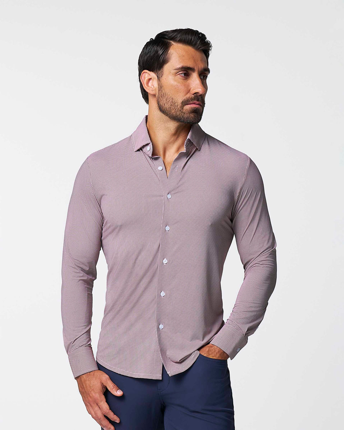 "The Colt" Sport Shirt - Deep Purple Microcheck | State & Liberty Dress Shirts