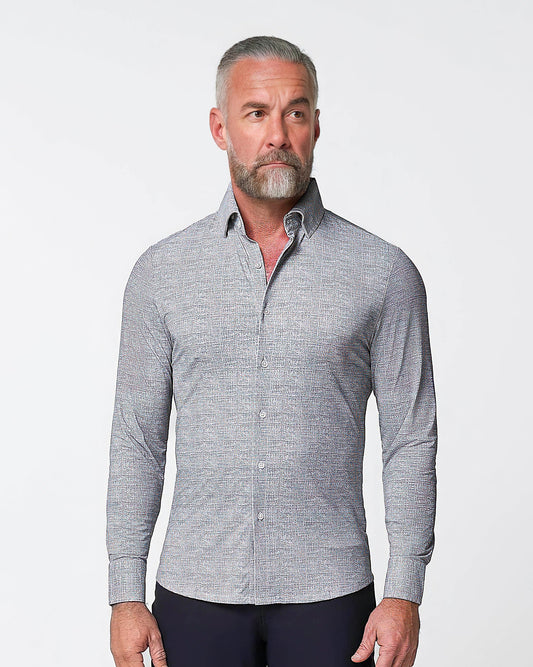"The Rolo" Sport Shirt - Light Grey Printed Linen | State & Liberty Dress Shirts