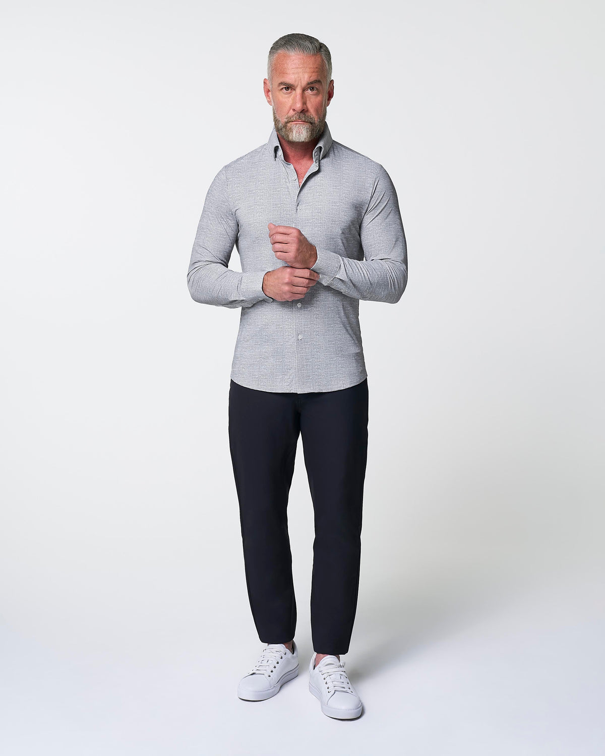 "The Rolo" Sport Shirt - Light Grey Printed Linen | State & Liberty Dress Shirts