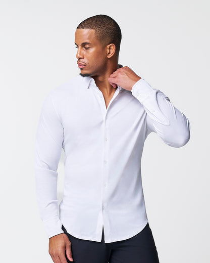 "The Mark" White Pique Button Down | State & Liberty Dress Shirts