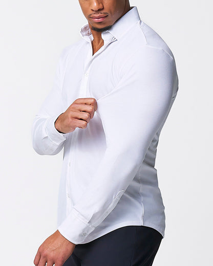 "The Mark" White Pique Button Down | State & Liberty Dress Shirts