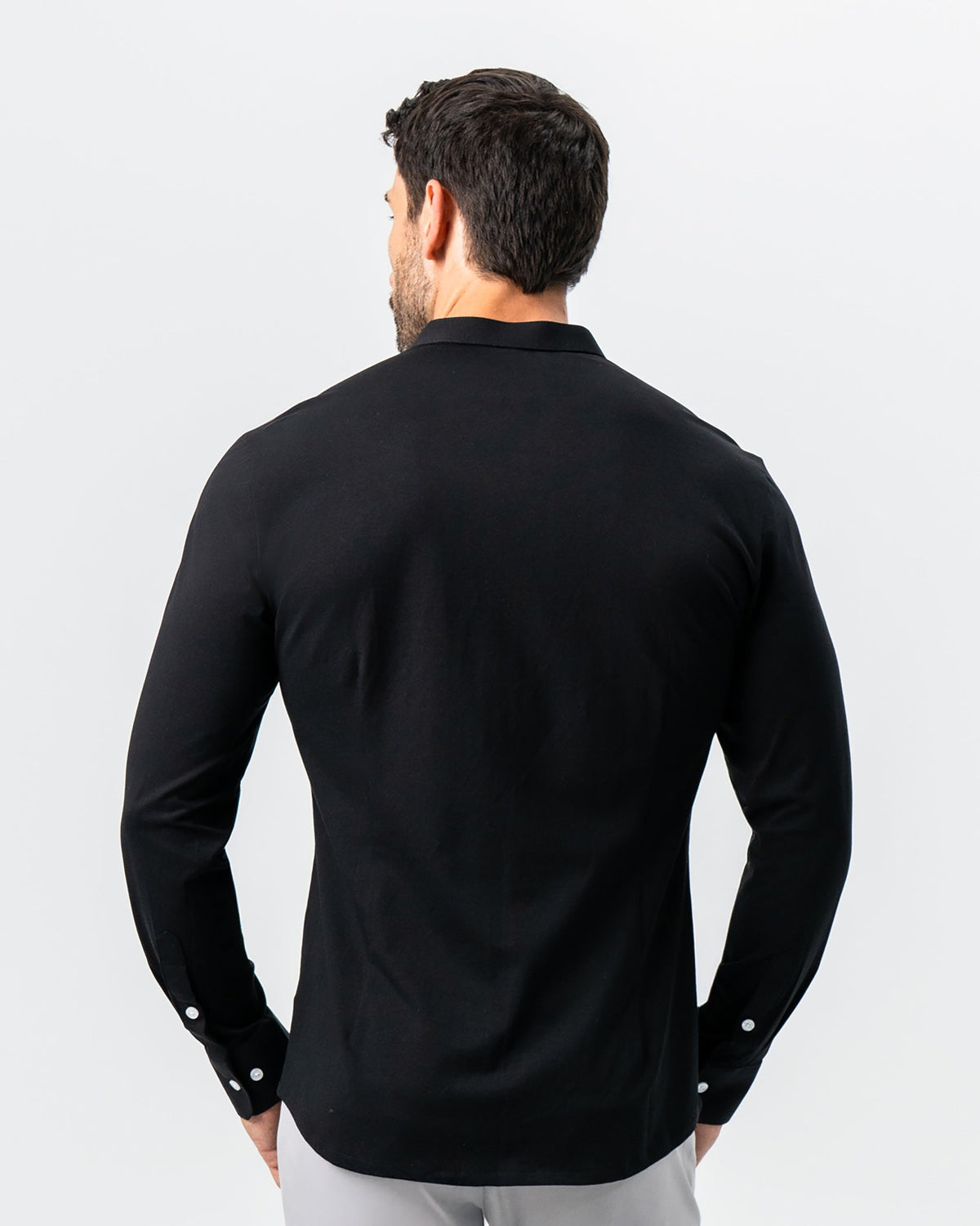 Banded Collar Button Down - Black | State & Liberty Dress Shirts