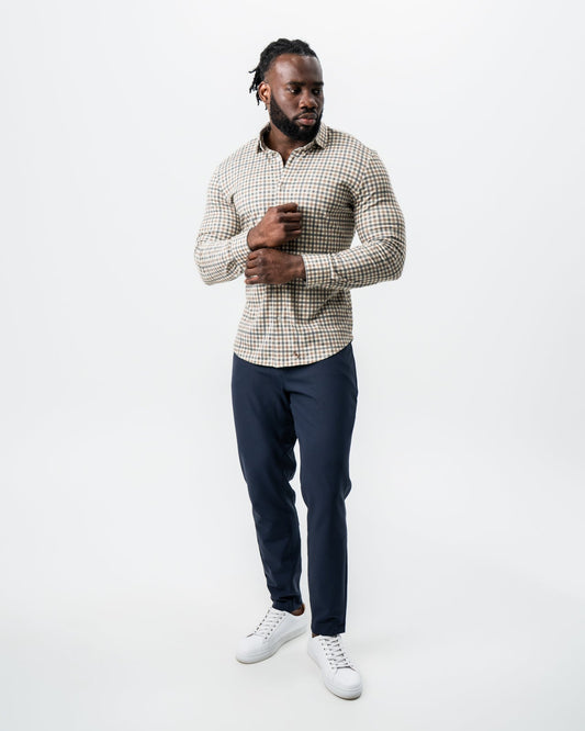 "The Palmer" Brown, Grey, and White Gingham Button Down | State & Liberty Dress Shirts