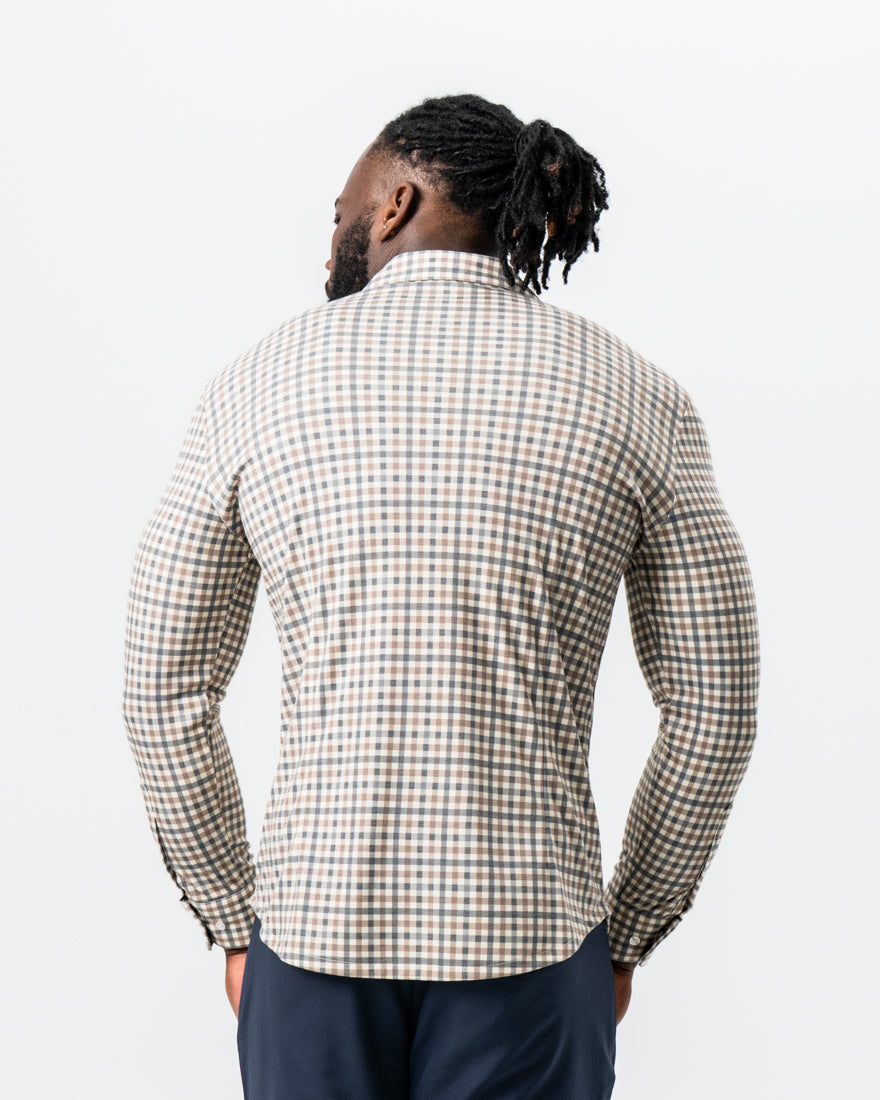 "The Palmer" Brown, Grey, and White Gingham Button Down | State & Liberty Dress Shirts