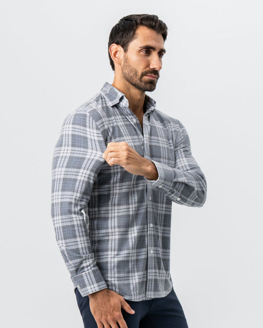 "The Warner" Grey and White Windowpane Button Down | State & Liberty Dress Shirts