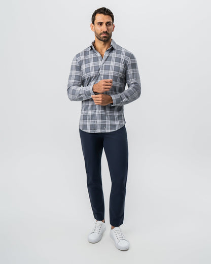 "The Warner" Grey and White Windowpane Button Down | State & Liberty Dress Shirts