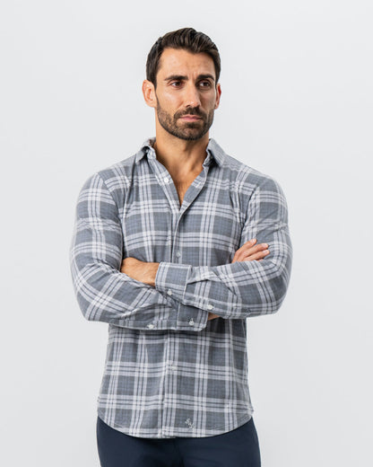 "The Warner" Grey and White Windowpane Button Down | State & Liberty Dress Shirts