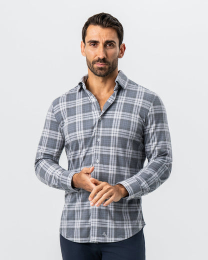 "The Warner" Grey and White Windowpane Button Down | State & Liberty Dress Shirts