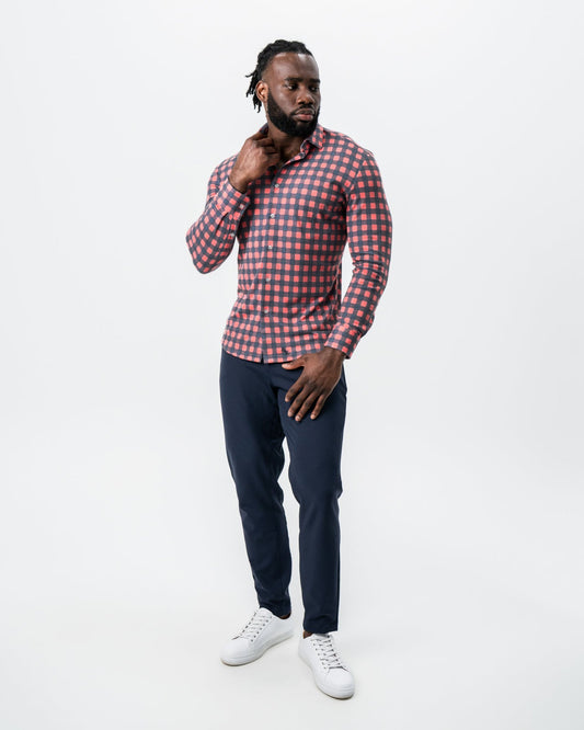 "The Filson" Red & Navy Big Check Button Down | State & Liberty Dress Shirts