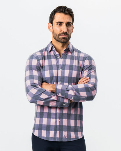 "The Summers" Pink & Navy Check Button Down | State & Liberty Dress Shirts
