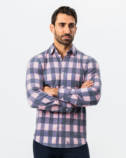 "The Summers" Pink & Navy Check Button Down | State & Liberty Dress Shirts