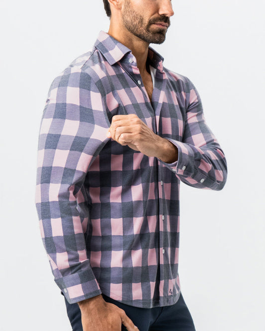 "The Summers" Pink & Navy Check Button Down | State & Liberty Dress Shirts
