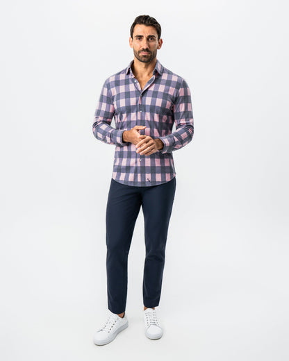 "The Summers" Pink & Navy Check Button Down | State & Liberty Dress Shirts