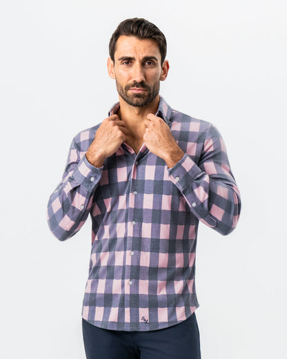 "The Summers" Pink & Navy Check Button Down | State & Liberty Dress Shirts