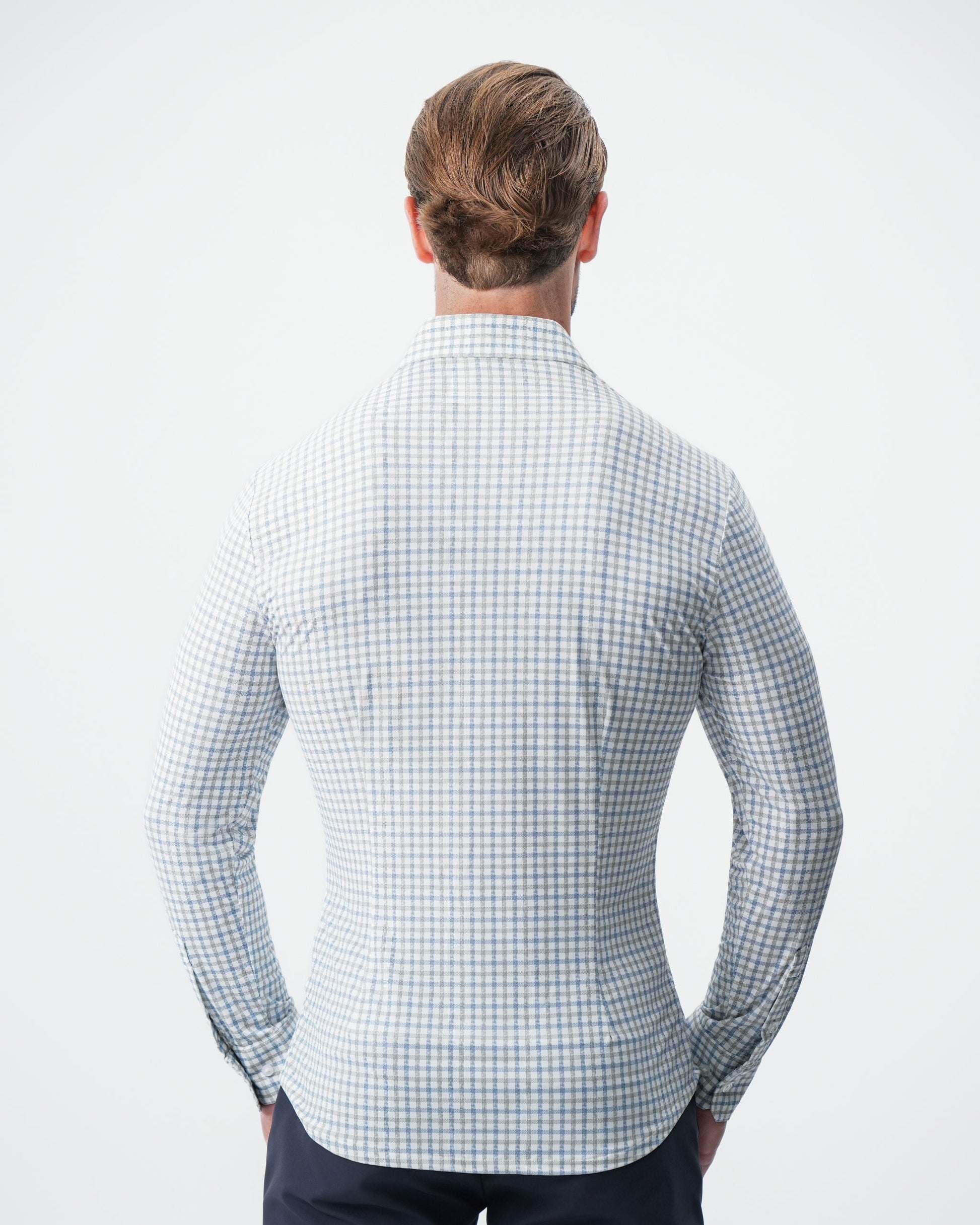 "The Dime" Sport Shirt - White, Grey & Light Blue Windowpane | State & Liberty Dress Shirts