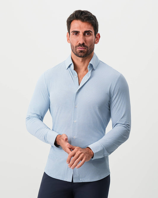 "The Wesley" Sport Shirt - Geo Light Blue & White Diamond | State & Liberty Dress Shirts