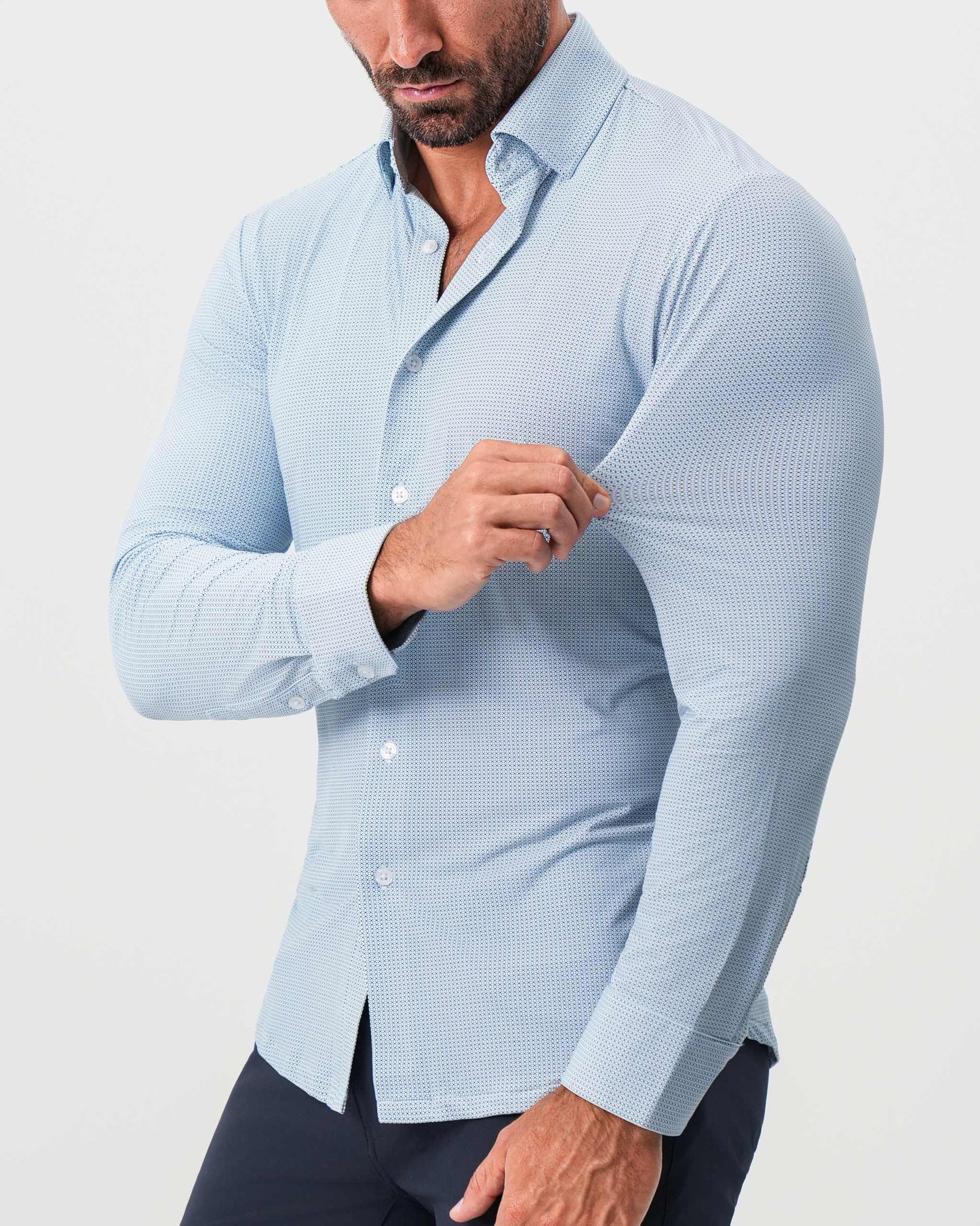 "The Wesley" Sport Shirt - Geo Light Blue & White Diamond | State & Liberty Dress Shirts