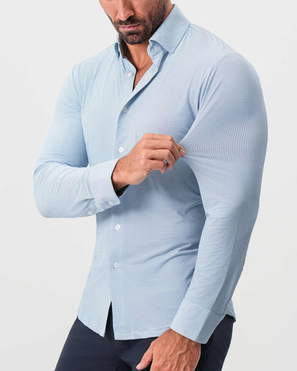 "The Wesley" Sport Shirt - Geo Light Blue & White Diamond | State & Liberty Dress Shirts