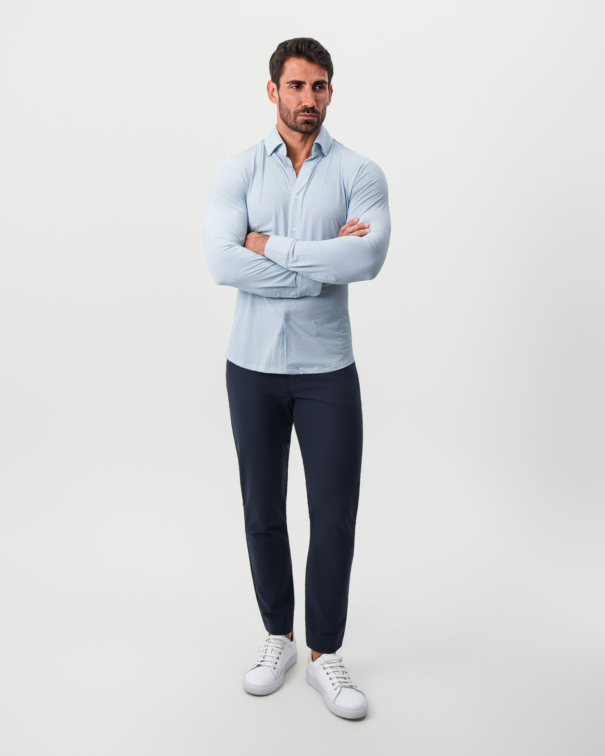 "The Wesley" Sport Shirt - Geo Light Blue & White Diamond | State & Liberty Dress Shirts