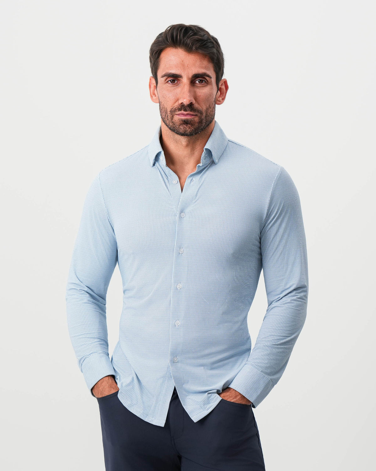 "The Wesley" Sport Shirt - Geo Light Blue & White Diamond | State & Liberty Dress Shirts