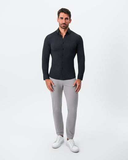 "The Hartley" Sport Shirt - Black & Grey Bengal Stripe | State & Liberty Dress Shirts