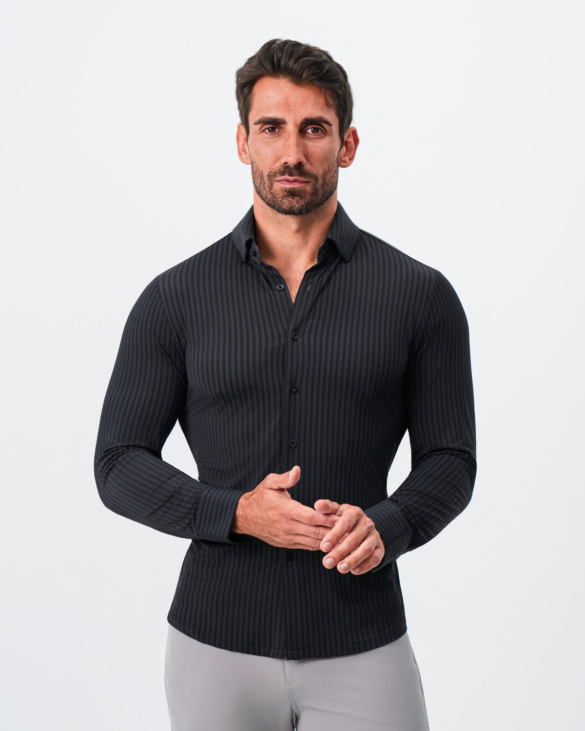 "The Hartley" Sport Shirt - Black & Grey Bengal Stripe | State & Liberty Dress Shirts