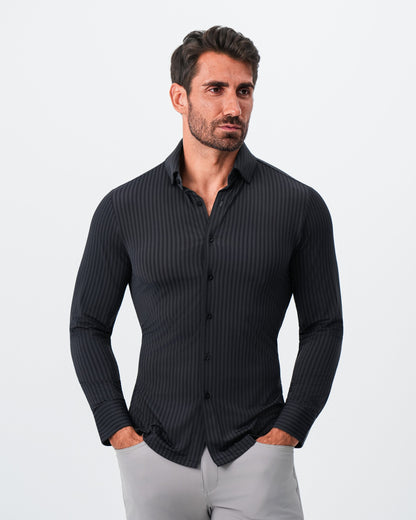 "The Hartley" Sport Shirt - Black & Grey Bengal Stripe | State & Liberty Dress Shirts