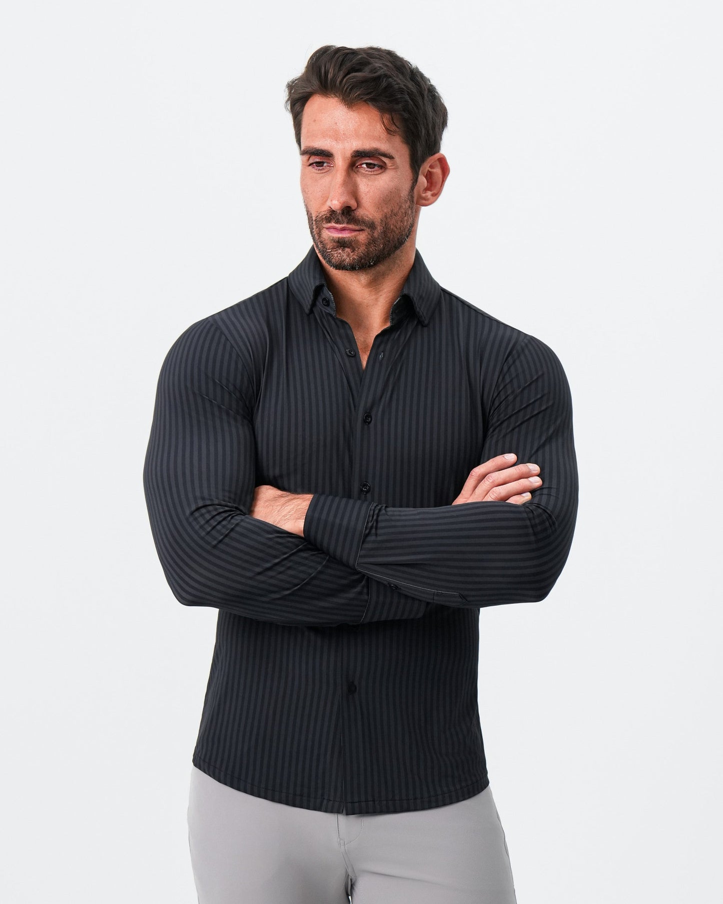 "The Hartley" Sport Shirt - Black & Grey Bengal Stripe | State & Liberty Dress Shirts