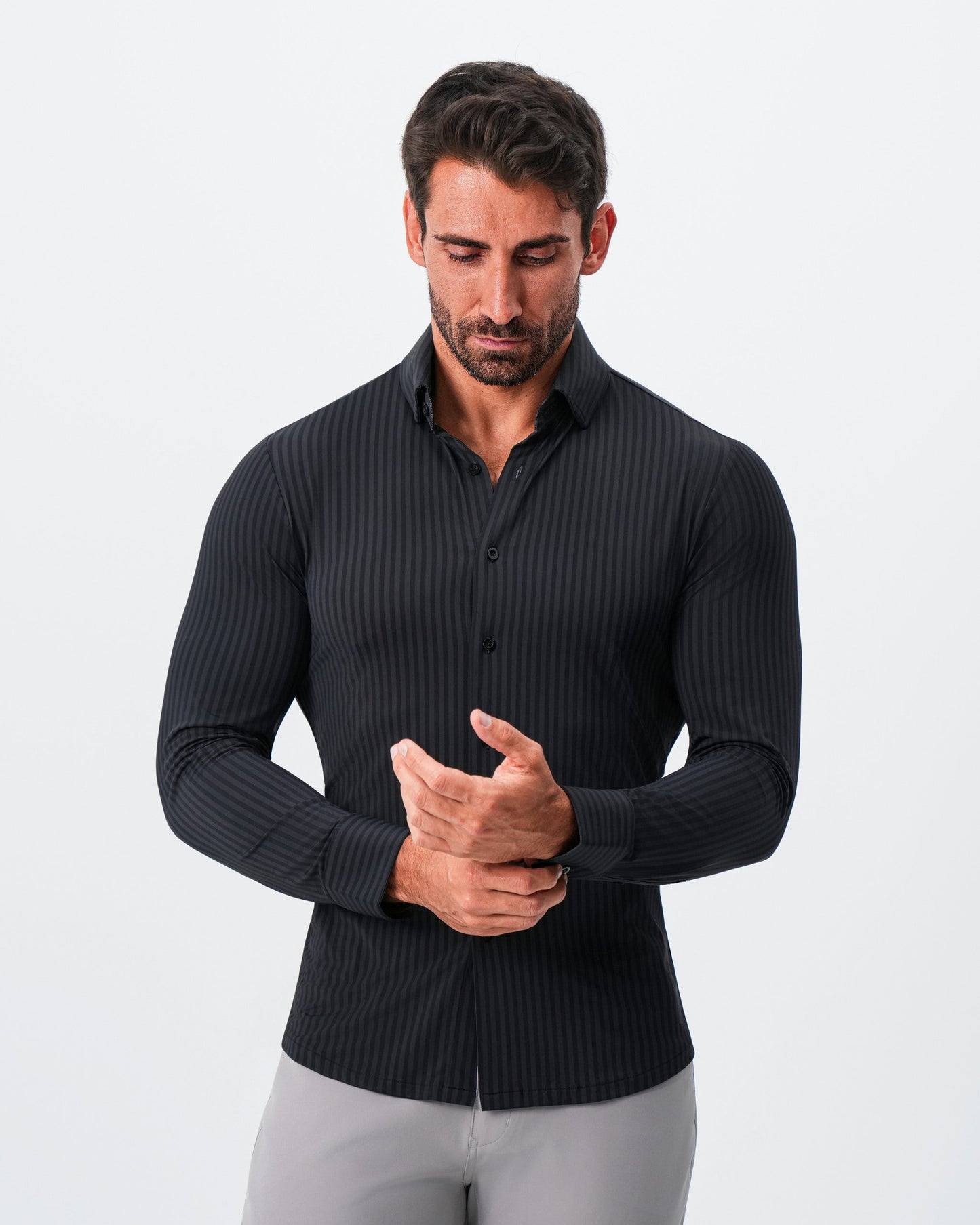 "The Hartley" Sport Shirt - Black & Grey Bengal Stripe | State & Liberty Dress Shirts