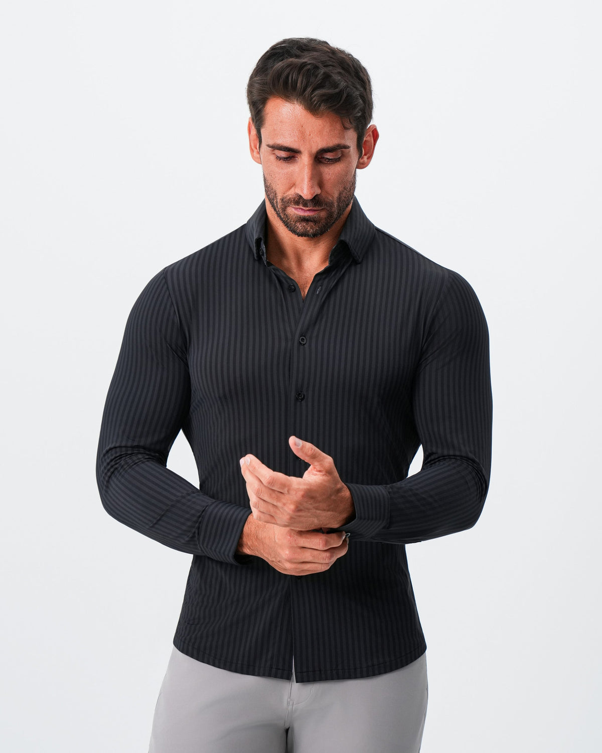 "The Hartley" Sport Shirt - Black & Grey Bengal Stripe | State & Liberty Dress Shirts