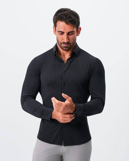 "The Hartley" Sport Shirt - Black & Grey Bengal Stripe | State & Liberty Dress Shirts