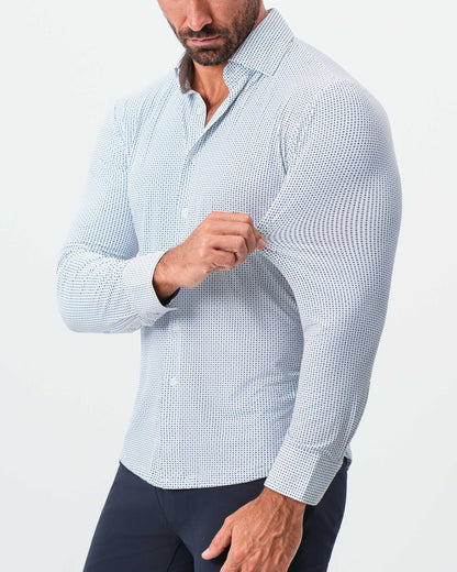 "The Guy" Sport Shirt - Navy & Light Blue Plus Print | State & Liberty Dress Shirts