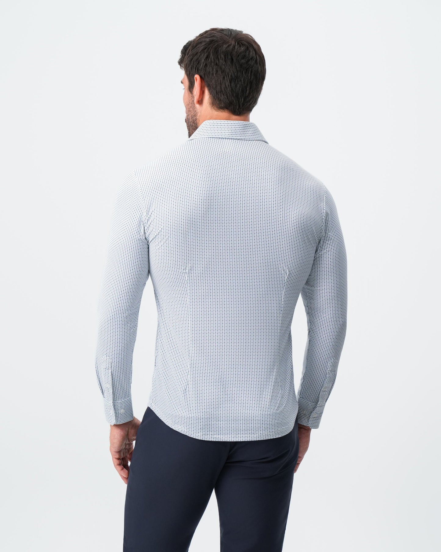 "The Guy" Sport Shirt - Navy & Light Blue Plus Print | State & Liberty Dress Shirts