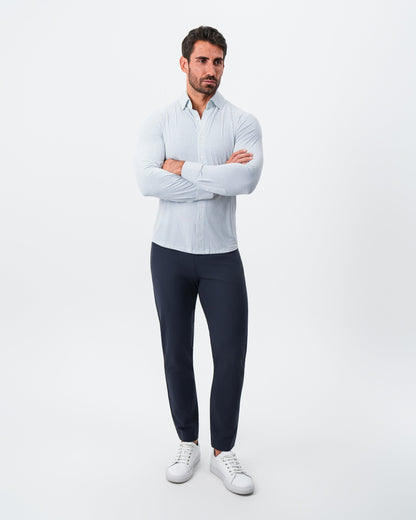 "The Guy" Sport Shirt - Navy & Light Blue Plus Print | State & Liberty Dress Shirts