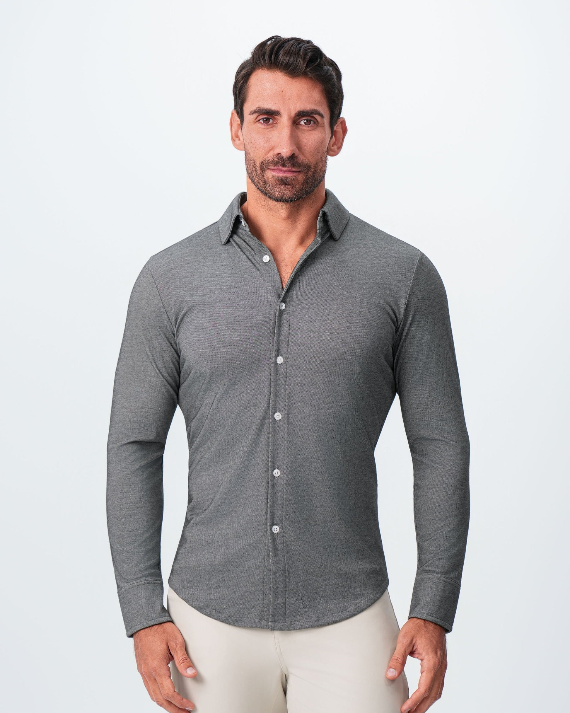 "The Oakley" Charcoal Pique Button Down | State & Liberty Dress Shirts