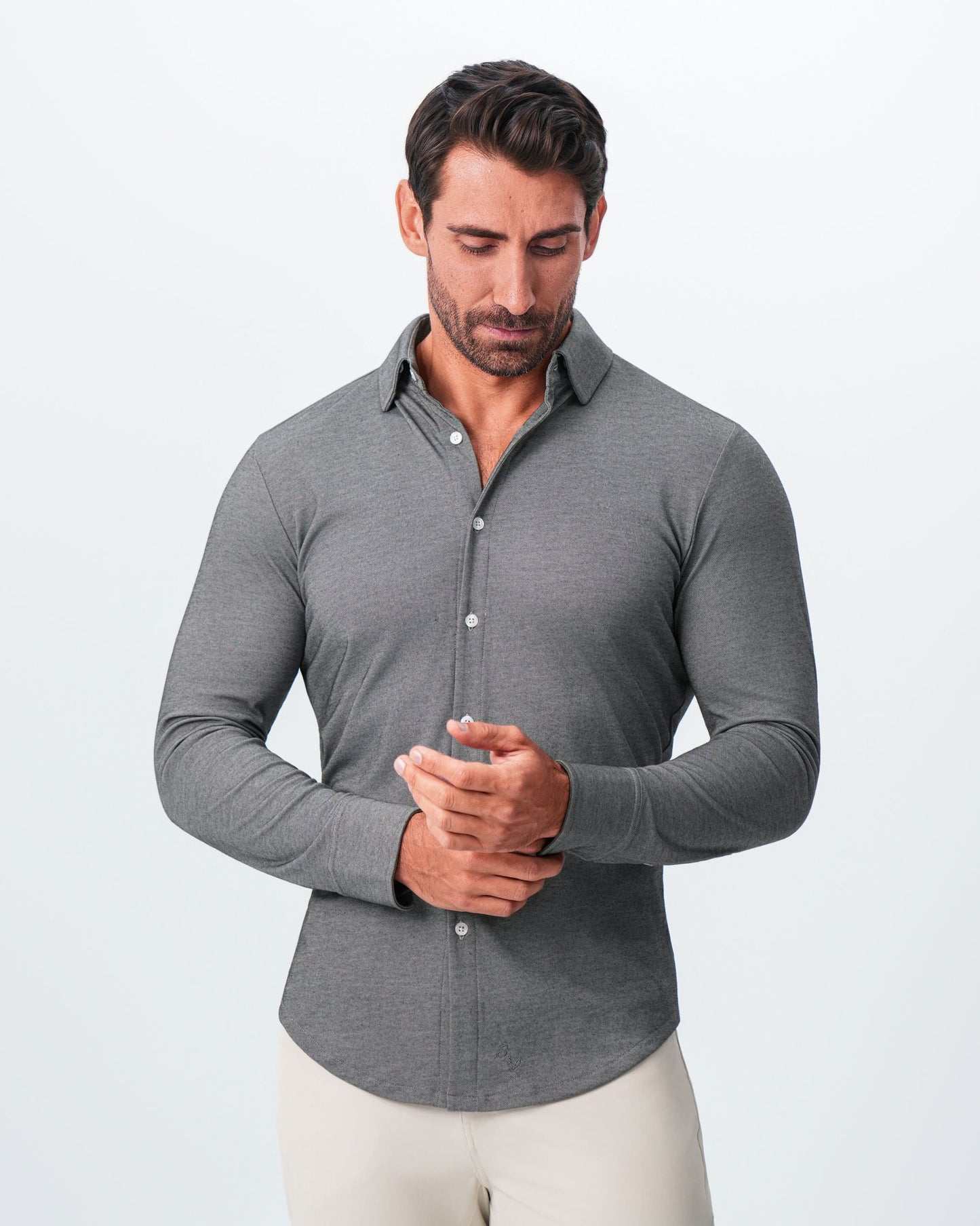 "The Oakley" Charcoal Pique Button Down | State & Liberty Dress Shirts