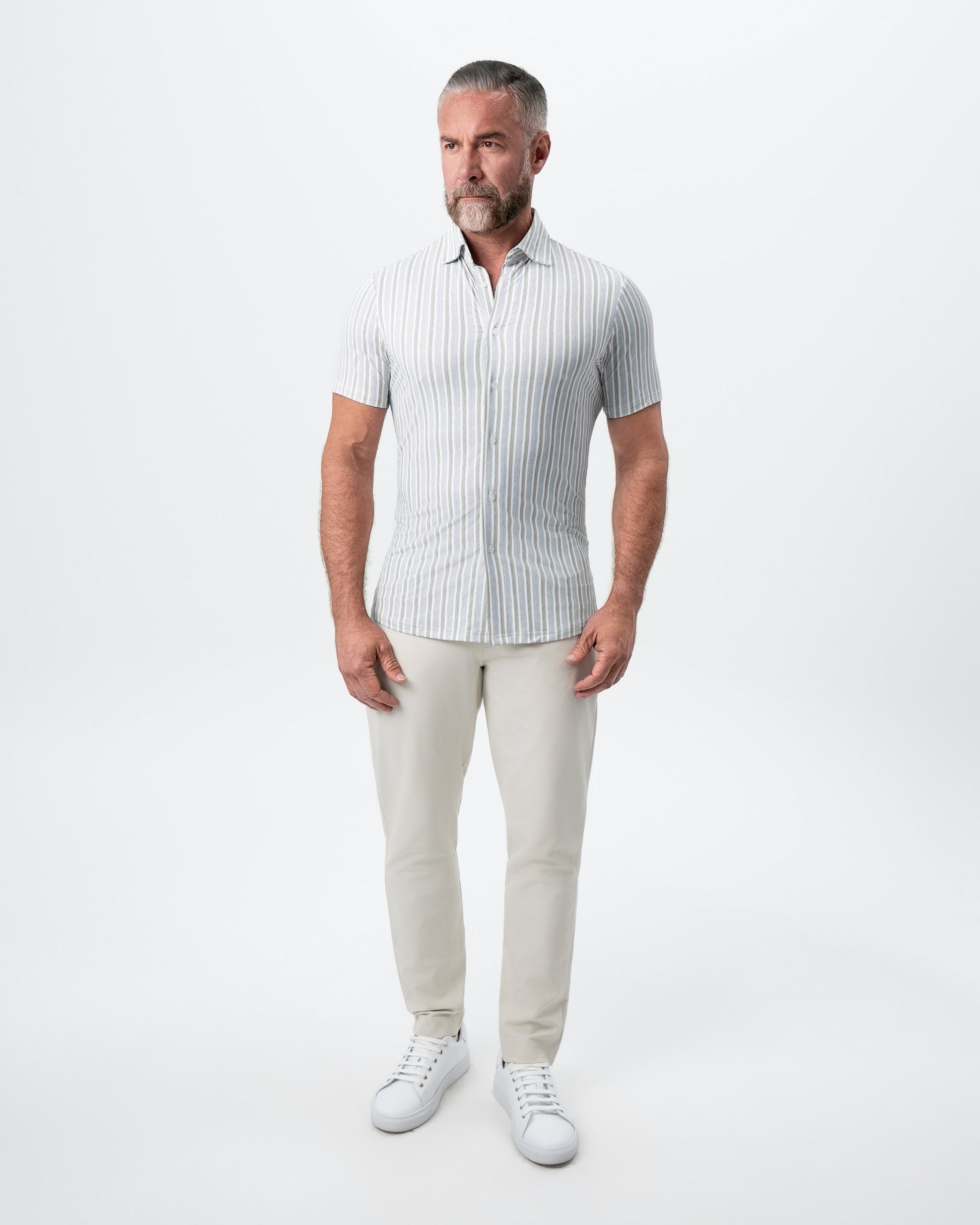 "The Maui" Light Blue & Brown Stripe | State & Liberty Tops