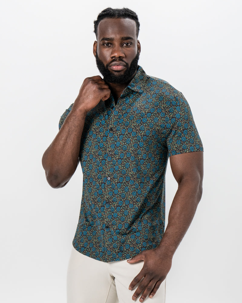 "The Lotus" Deep Brown Floral Print | State & Liberty Tops