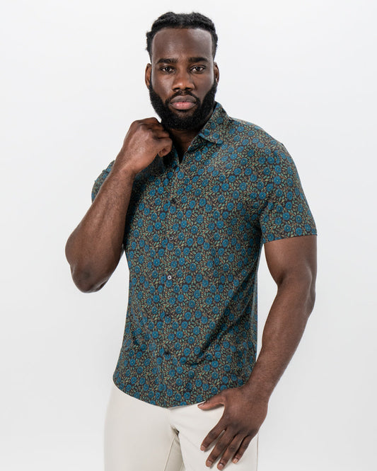"The Lotus" Deep Brown Floral Print | State & Liberty Tops