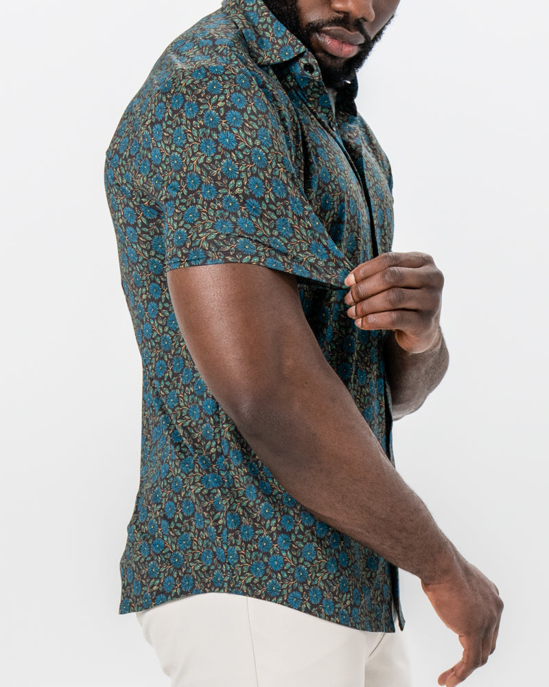 "The Lotus" Deep Brown Floral Print | State & Liberty Tops
