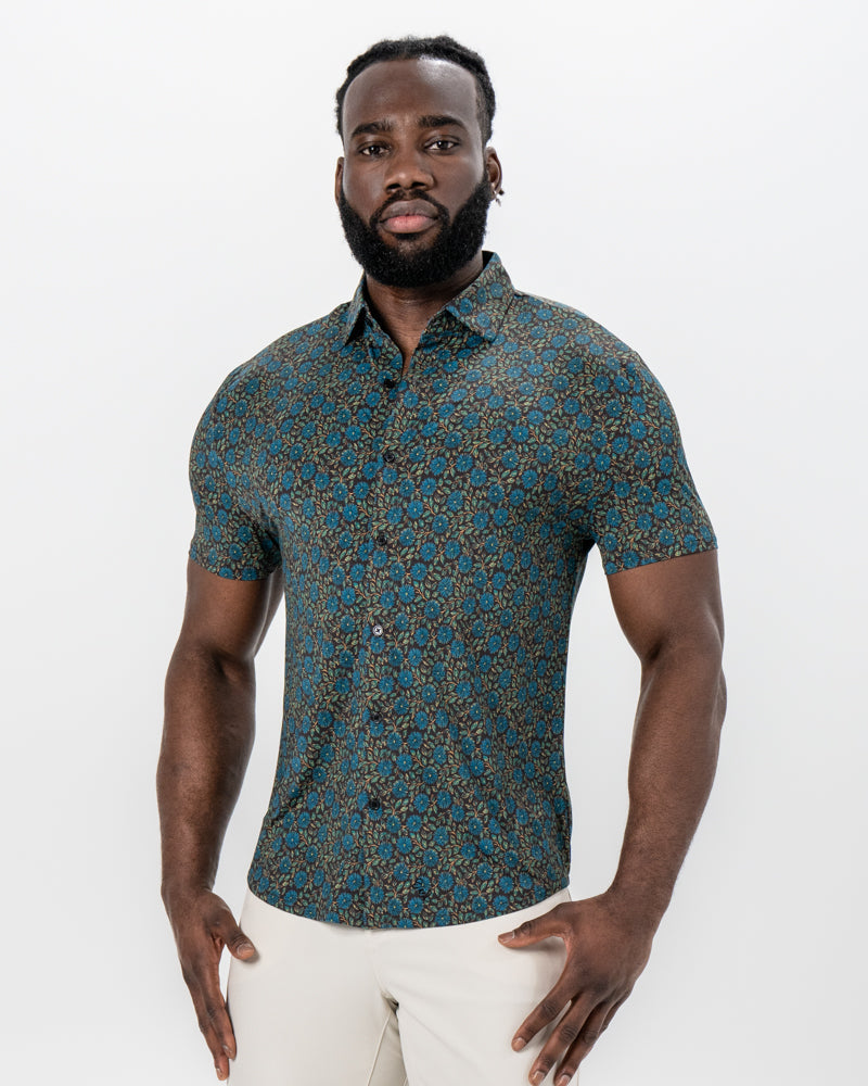 "The Lotus" Deep Brown Floral Print | State & Liberty Tops