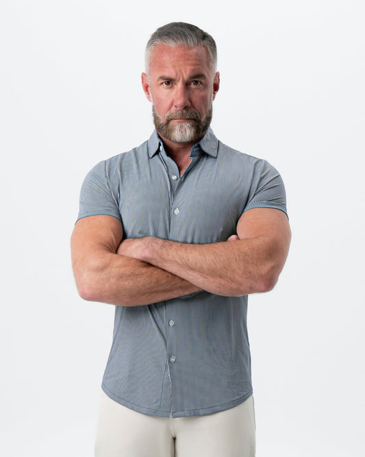 "The Lombardi" Navy Print Stripe | State & Liberty Tops