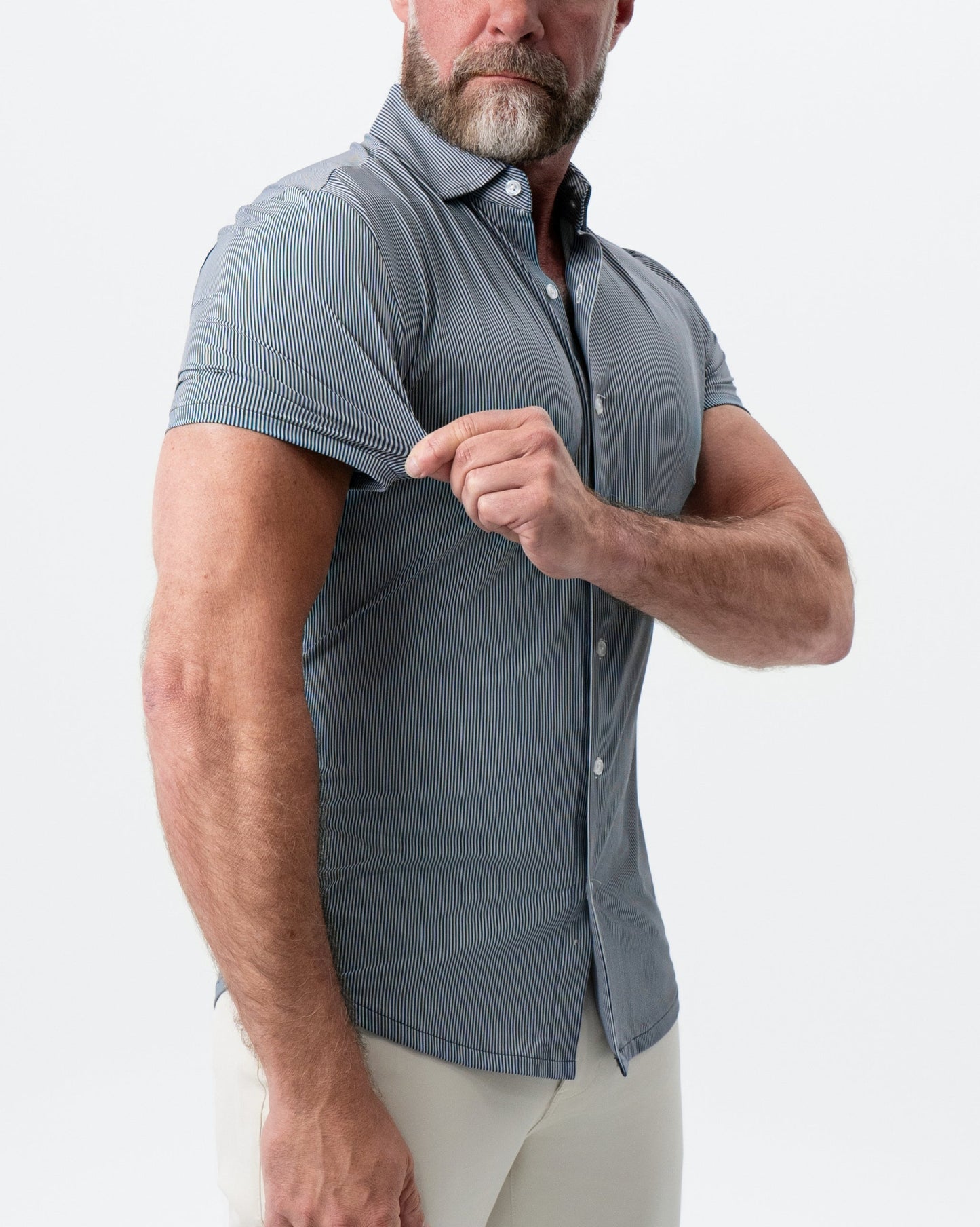 "The Lombardi" Navy Print Stripe | State & Liberty Tops