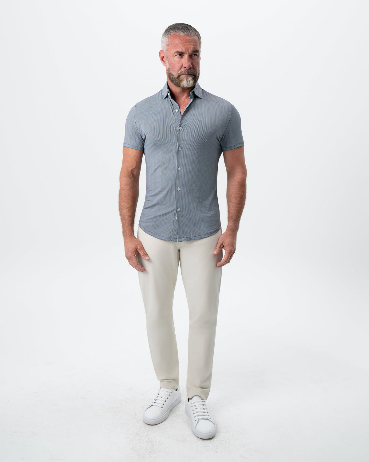 "The Lombardi" Navy Print Stripe | State & Liberty Tops