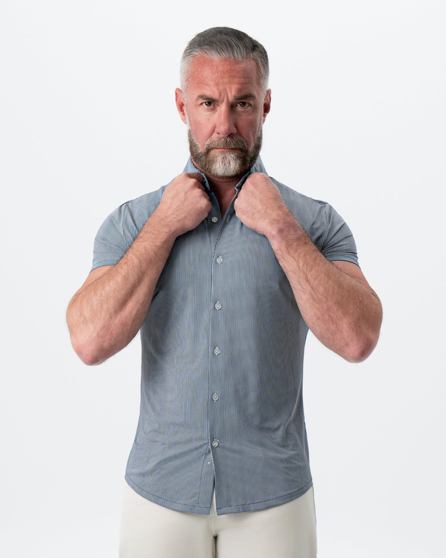 "The Lombardi" Navy Print Stripe | State & Liberty Tops